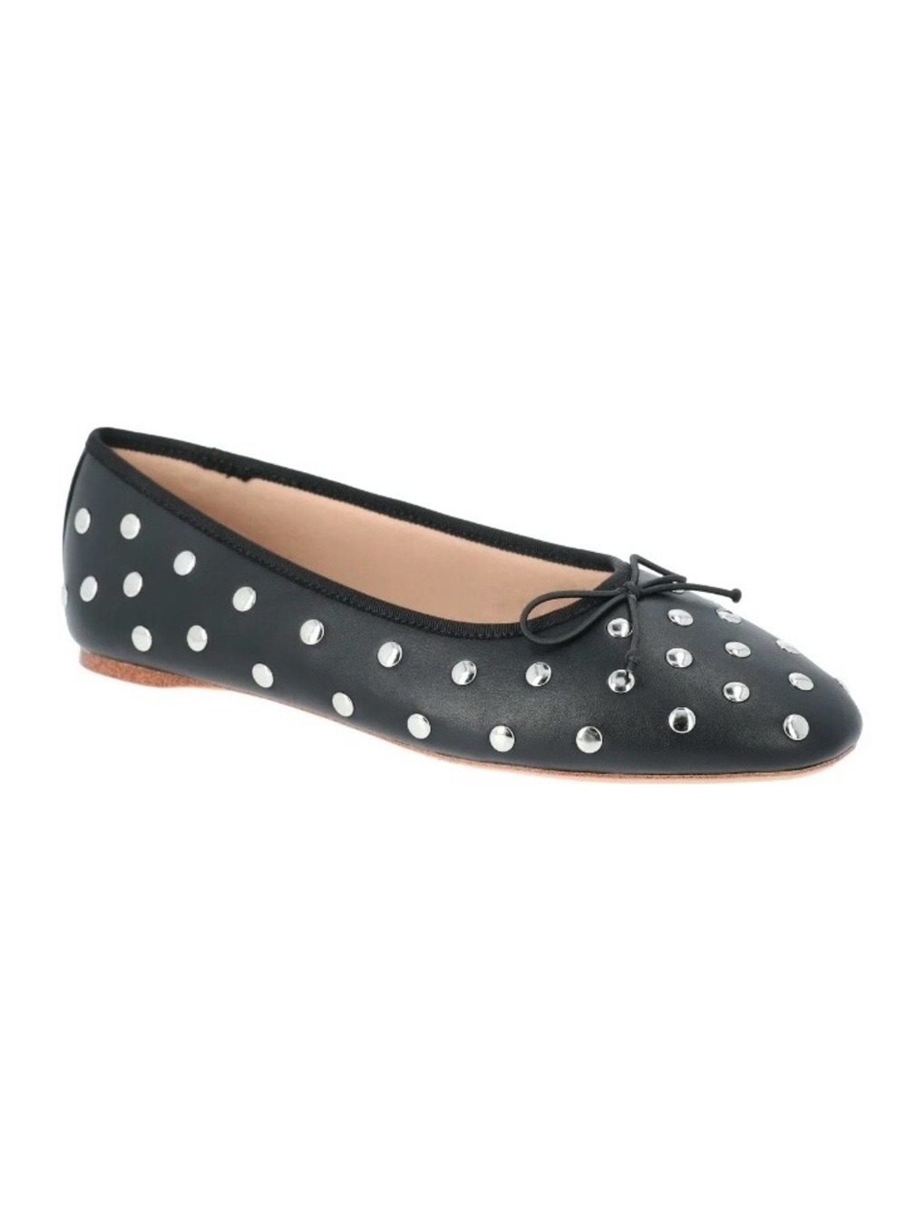 Time & Tru Studded Black Ballet Flat with Bow